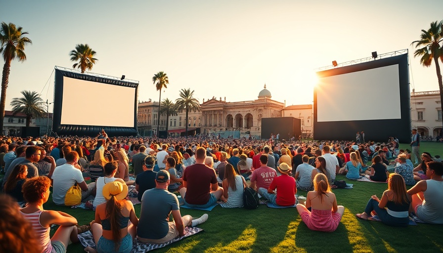 Outdoor movie screening in park with crowd on blankets amid SF Parks Alliance backdrop.