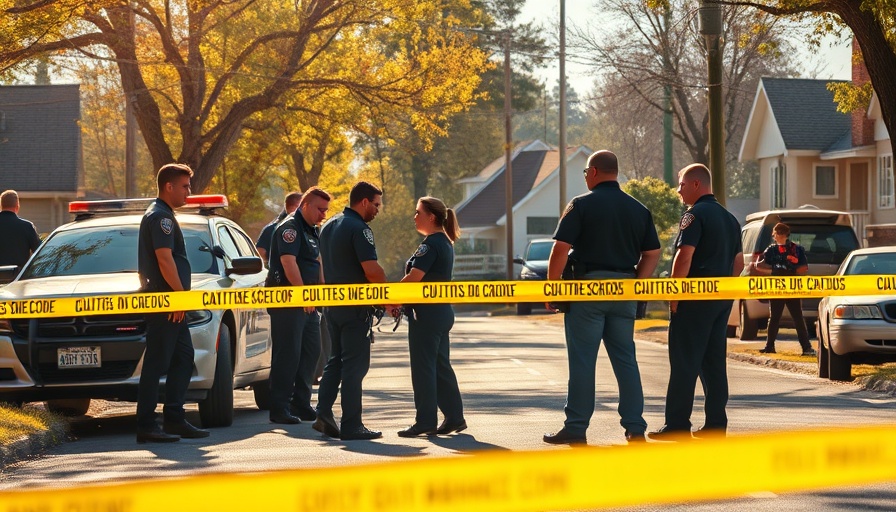 Crime scene in Florida neighborhood with police and caution tape.