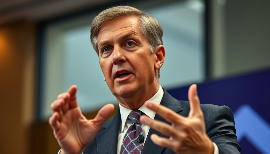 Focused politician gestures during speech on revocation of visas for Chinese students.