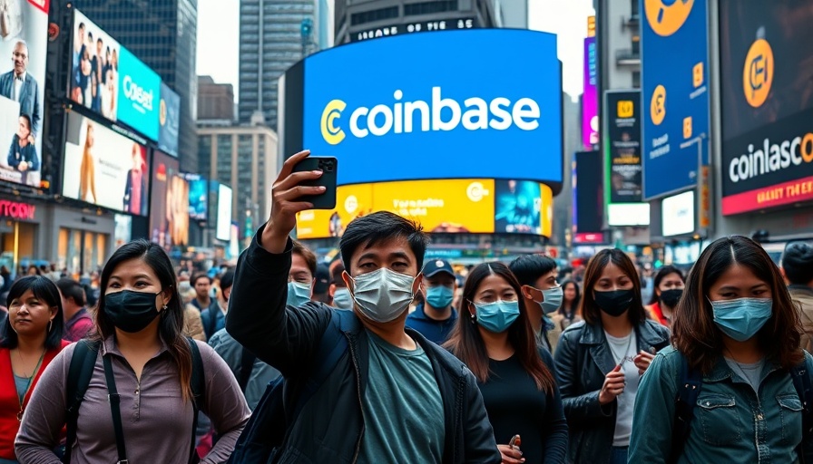 Crowd near Coinbase billboard in San Francisco