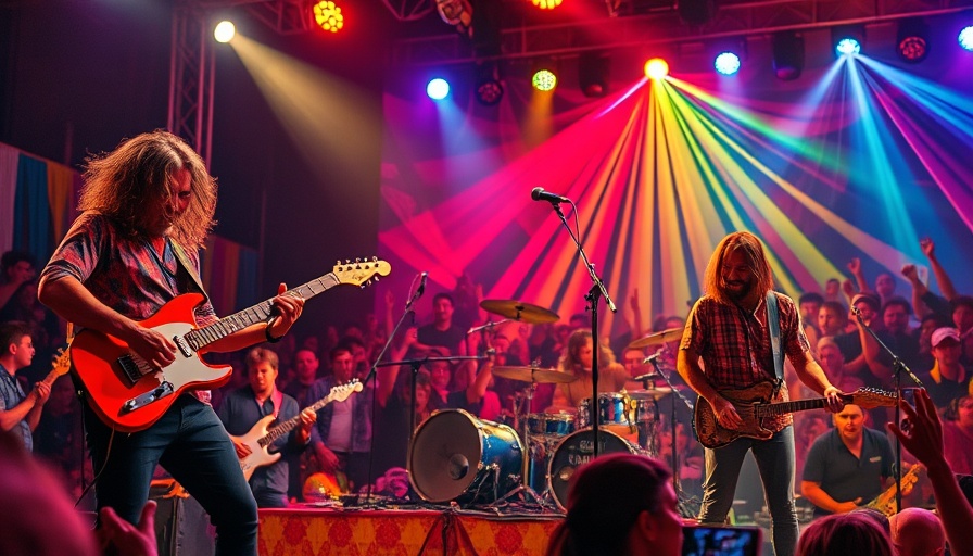 Dead & Company performing live in San Francisco, colorful psychedelic backdrop.