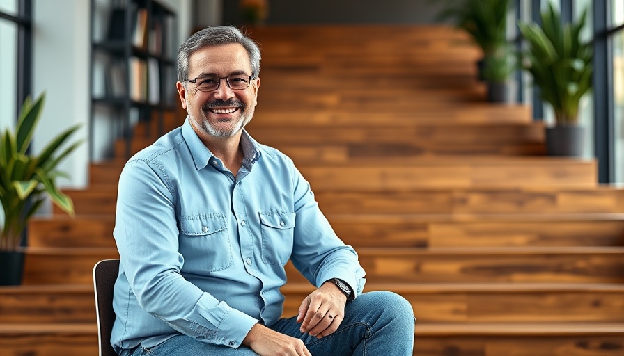 Man sitting on wooden steps in casual attire, Gap Tariffs Cost.