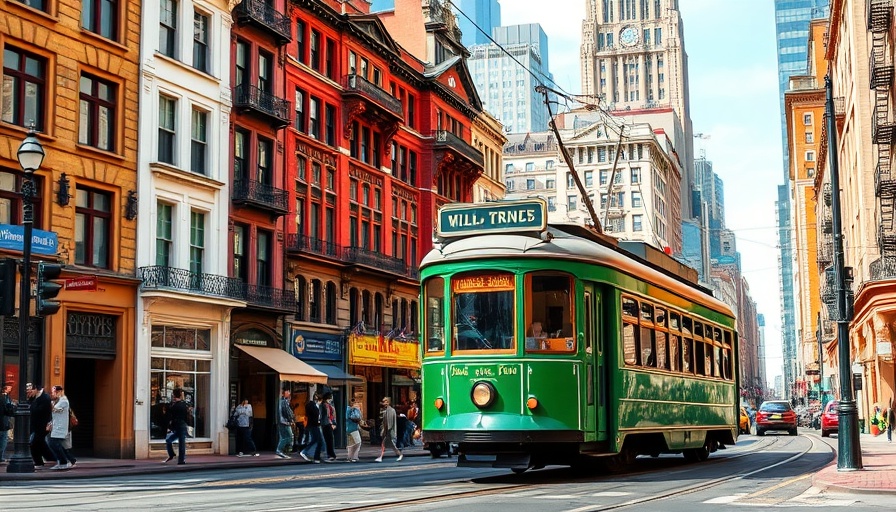 Market Street vibrant scene with streetcar, Reimagine Market Street Contest.