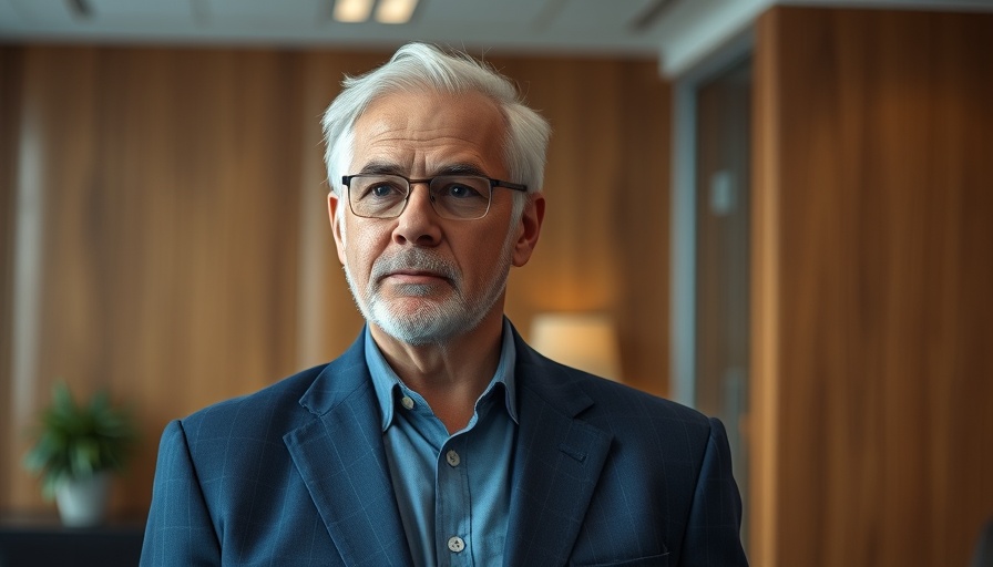 Confident older man in modern office, San Francisco real estate acquisition.