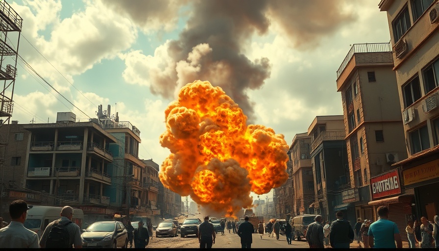 Gaza cease-fire negotiations context with urban explosion and smoke.