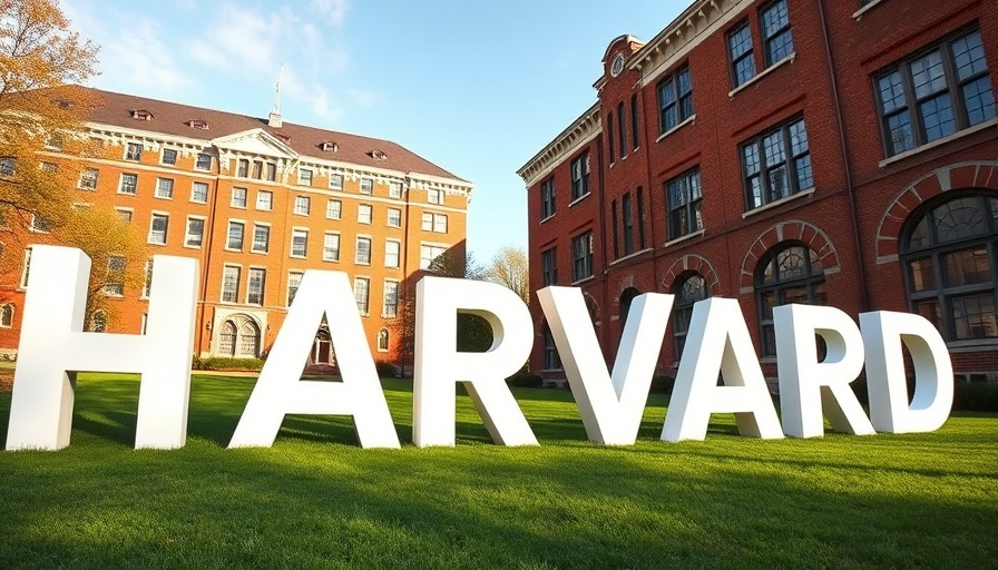 Impact of government funding on research at Harvard; front view with large letters.