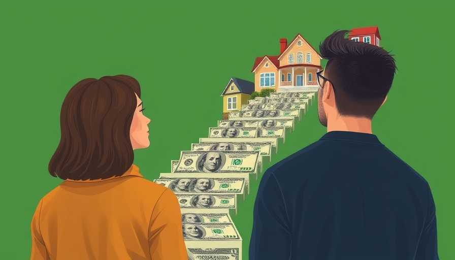 Conceptual Silicon Valley housing market illustration with dollar stairs.