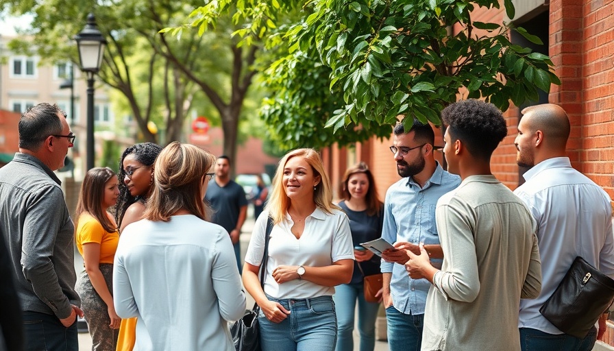 San Francisco local news: group discussing on urban sidewalk.