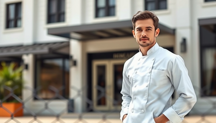 Young man in chef's attire at Treasure Island, highlighting student life and challenges.