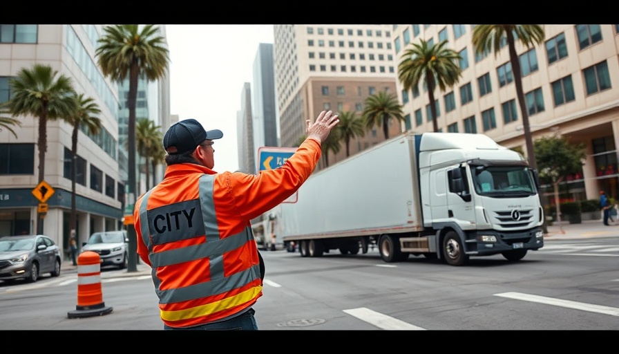 San Francisco street scene with city worker directing traffic for local news.