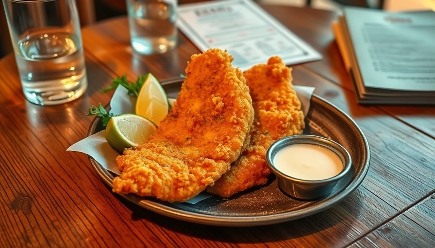 Nopa Fish plates with sauce and lime on a wooden table.