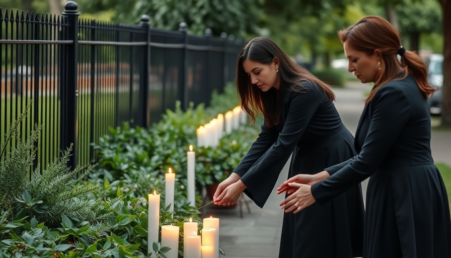 Mourners laying candles at Austria school shooting memorial site.