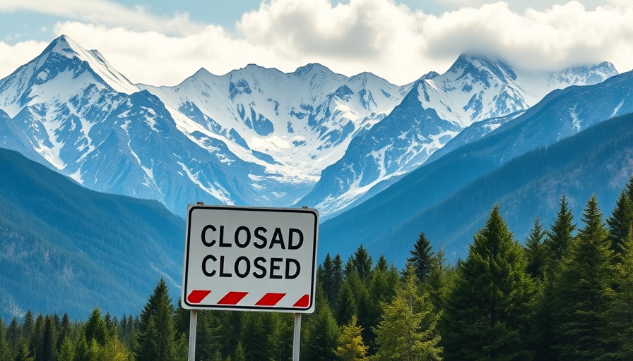 G7 Summit Calgary impact: road closure sign in mountain setting.