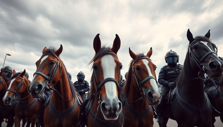 Police horses in riot gear during G7 Summit protests in Canada