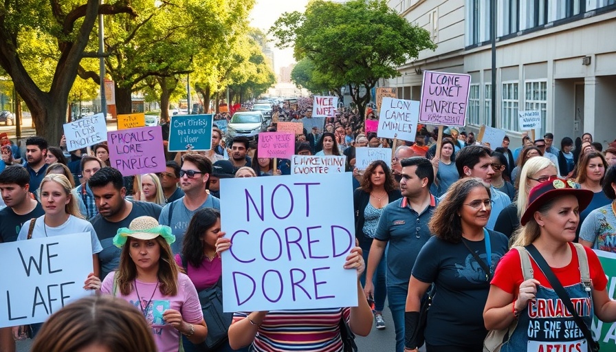 San Francisco local news: Crowded protest with signs in city street.
