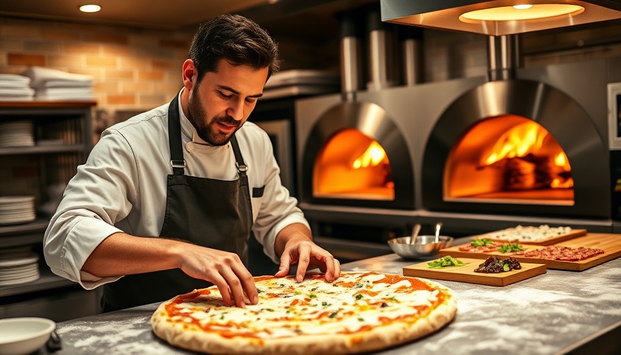 Chef in pizza kitchen showcasing Tony Gemignani pizza empire.