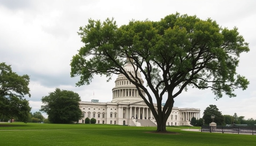 Dramatic view of the Capitol Building related to Senate Medicaid Cuts.