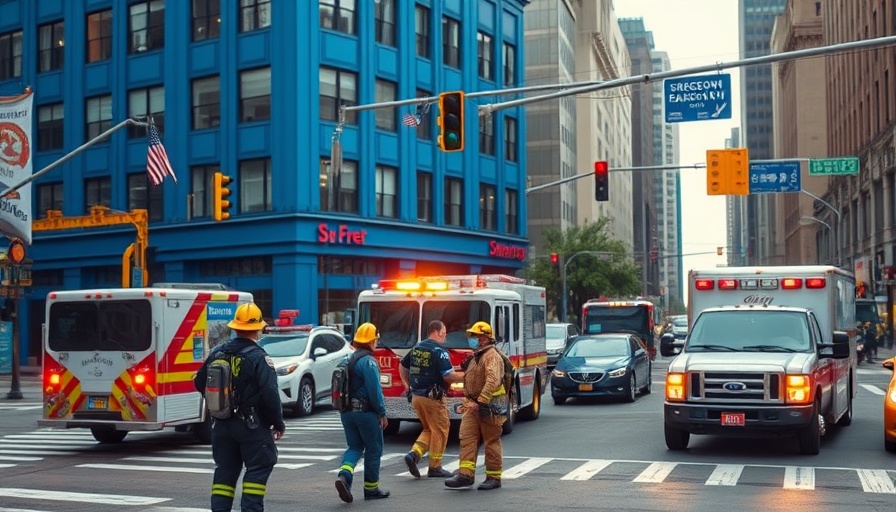 Emergency response in San Francisco city intersection, fire department active.