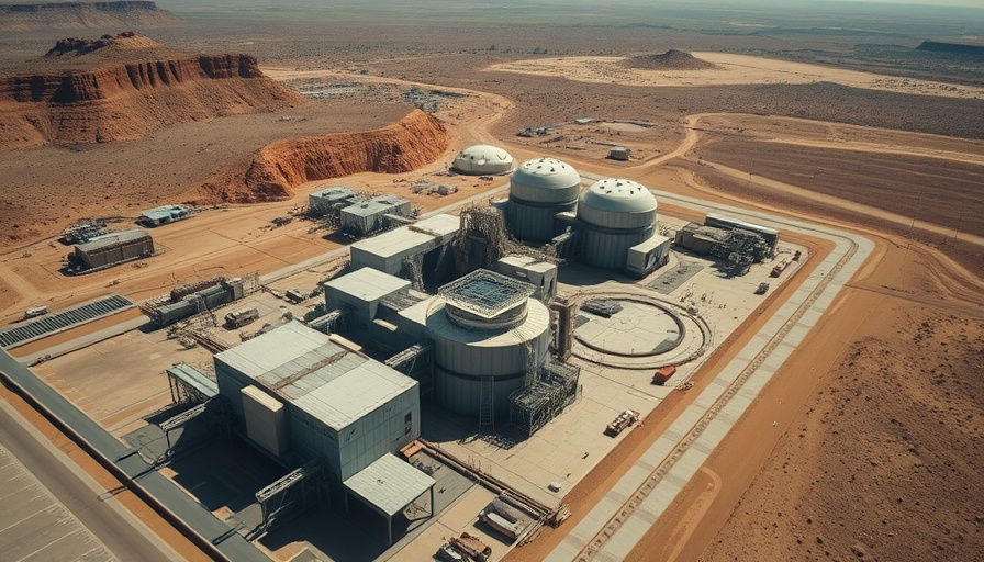Aerial view of a nuclear facility in desert for Iran Nuclear Weapons Assessment.