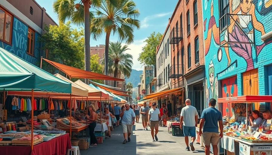 San Francisco local news: vibrant street market scene with colorful murals.