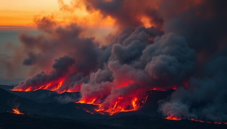 Dramatic scene of British Columbia wildfire at night.
