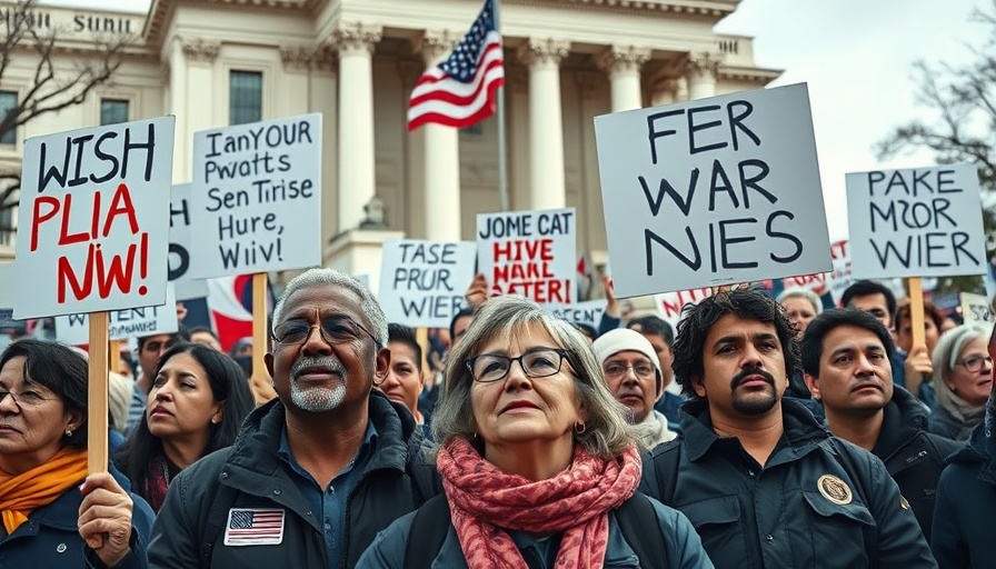 Protesters advocate against U.S. Iran War Powers holding signs.