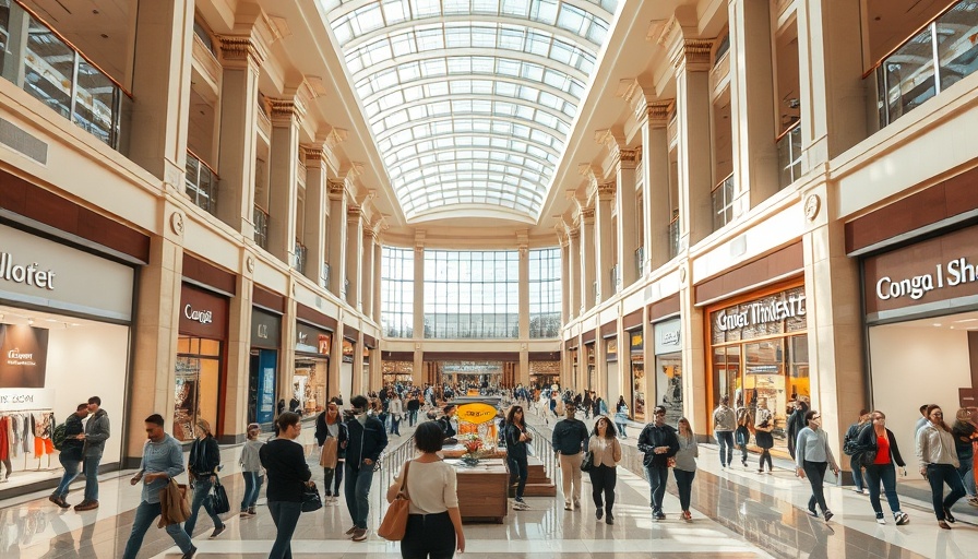 Virtual Reality Venue LivePlay Collective, bustling modern mall atrium.