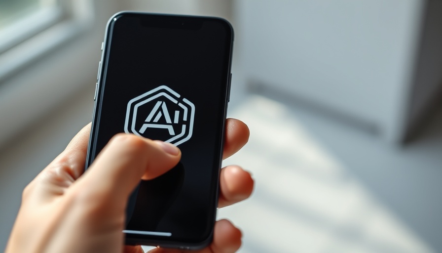 Close-up of smartphone displaying AI logo relating to copyright.