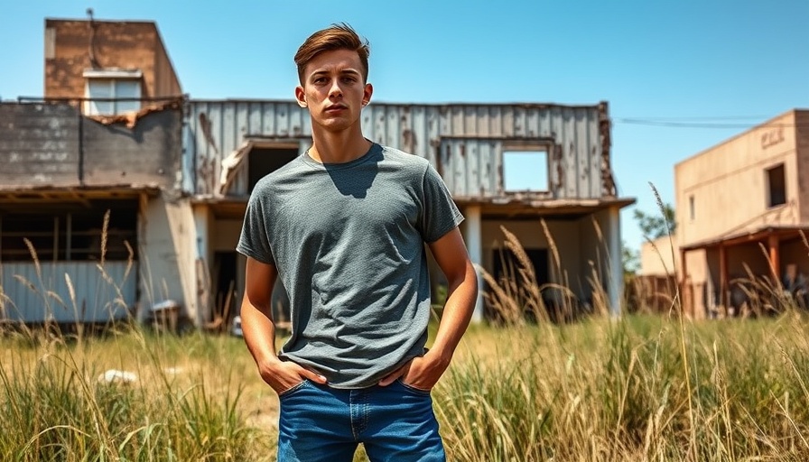 Confident man stands by abandoned building, symbolizing deed in lieu of foreclosure.