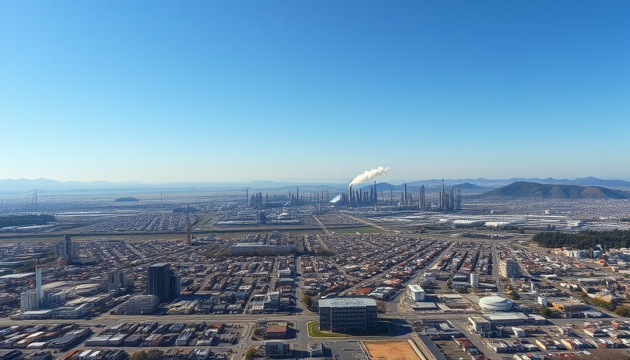 Bay Area air quality monitoring app context with refinery in view.