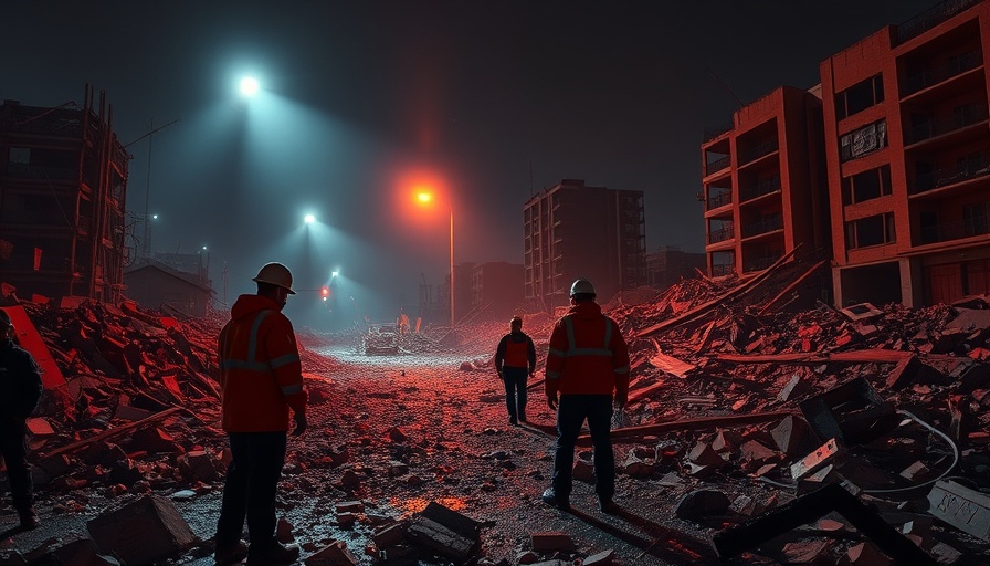 Rescue workers in rubble after missile strike in Israel.