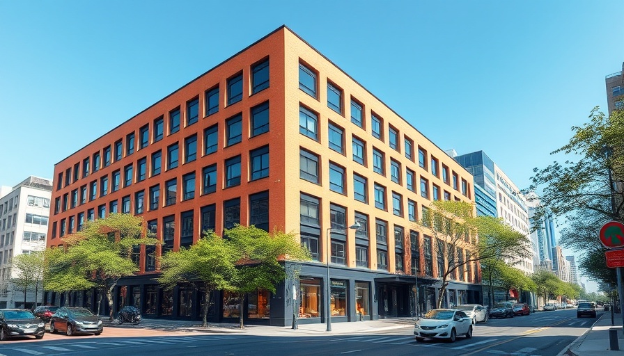 San Francisco office market trends: modern red brick building on urban corner.