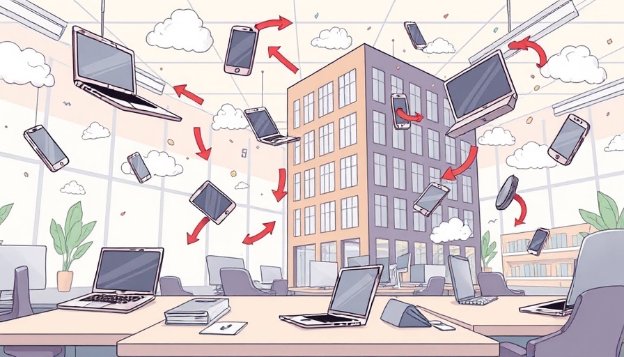 Digital miscommunication collage with office and technology symbols.