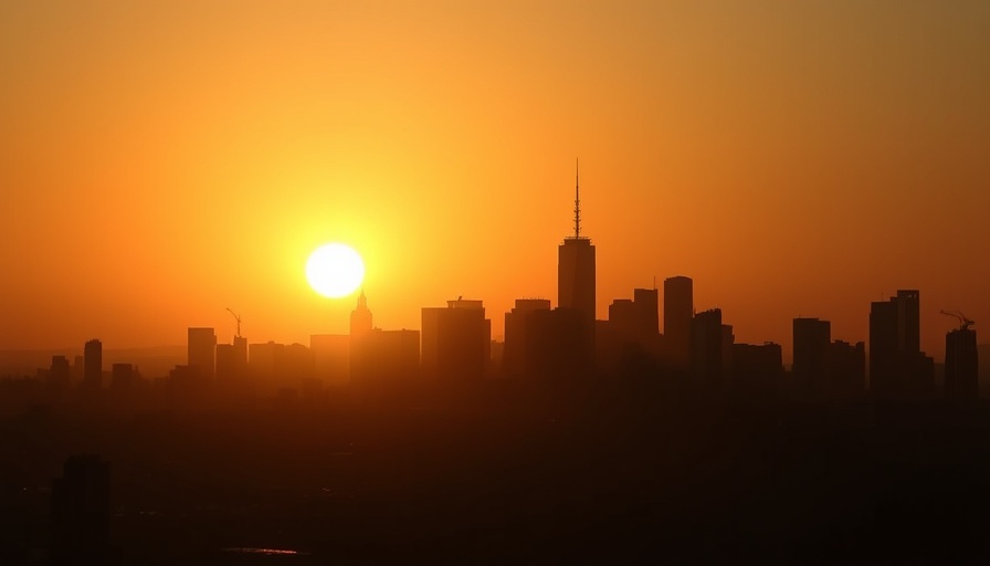 Sunset over Gaza city skyline highlights Israeli strikes.