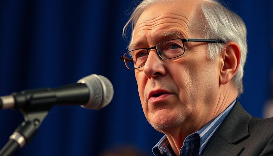 Elderly man contemplating a global tariff pause at the podium.