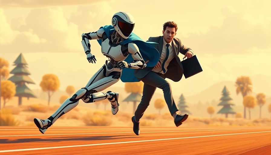 AI and businessman racing metaphor, tackling insurance denials.