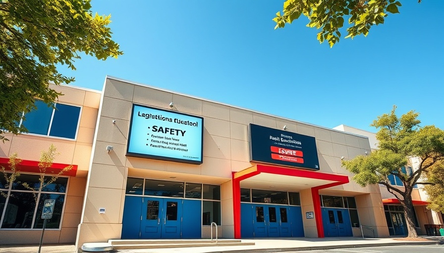 San Francisco school building with digital sign promoting safety.