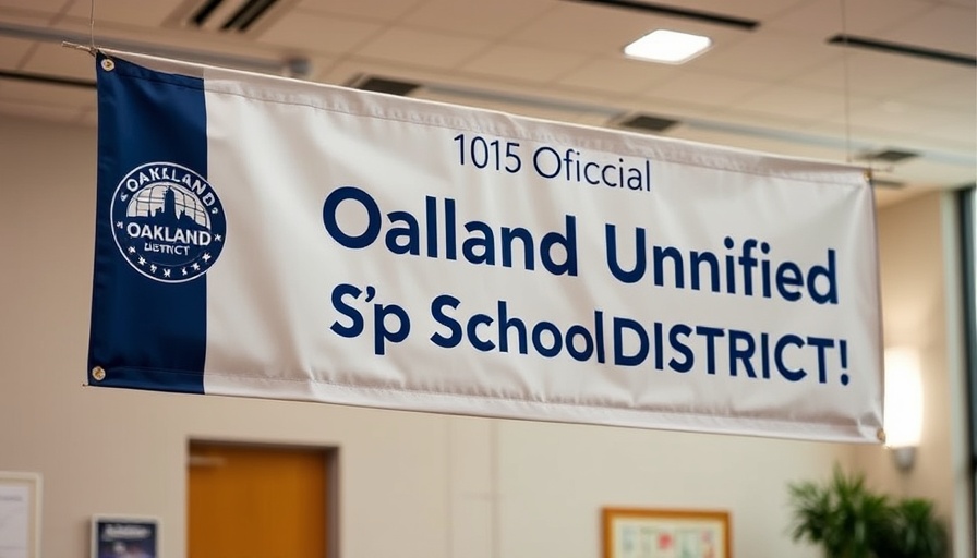 Oakland Unified School District banner marking exit from state oversight.