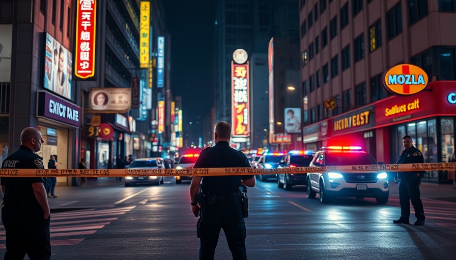 Police respond to a Chicago drive-by shooting scene at night.