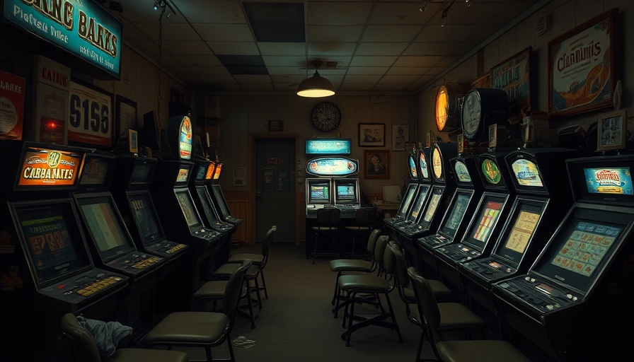 Informal gambling shack with machines and chairs in Oakland.