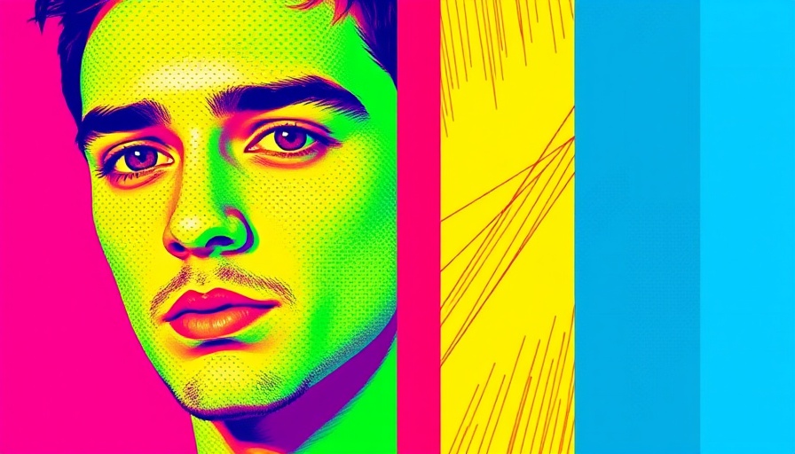 Pop art portrait of man in four colorful quadrants.
