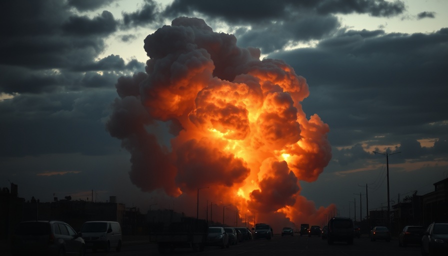 Explosive smoke over Gaza horizon at dusk, ceasefire response.