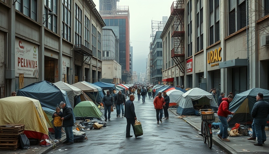 San Francisco homeless tent decrease showing urban street scene with tents.