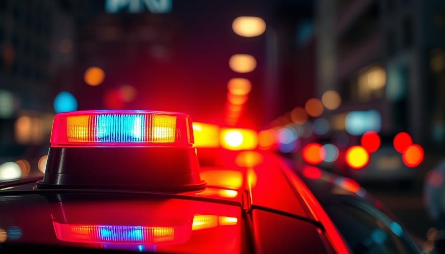 San Jose police car lights flashing at night.