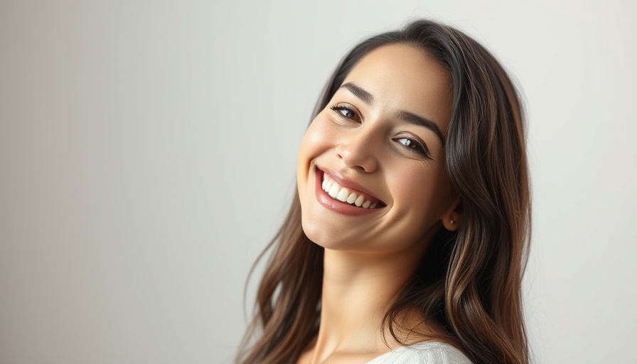 Confident woman smiling in a minimalist setting.