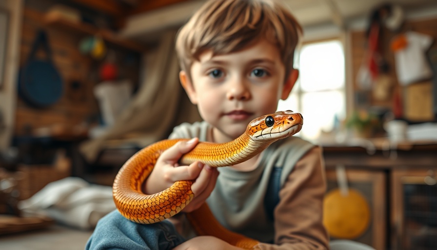 Child with corn snake at Mission Science Workshop San Francisco