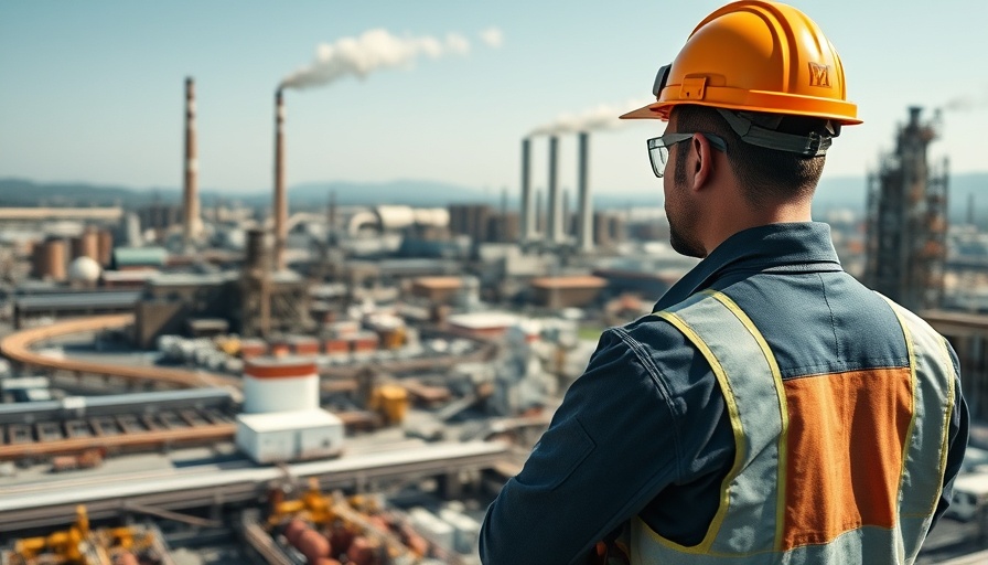 European factory worker surveying rare earth production site