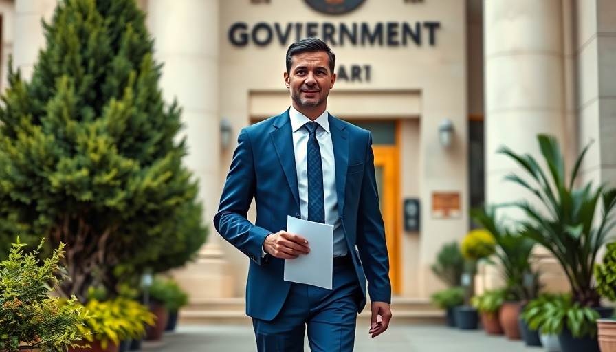 Confident man in blue suit walking outside a building, Sean Duffy NASA Interim Head.