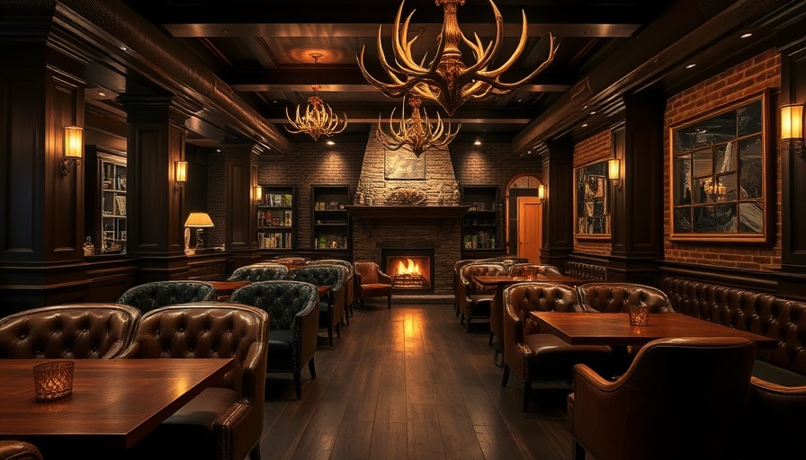 Luxury boutique hotel lounge with cozy fireplace and elegant decor.