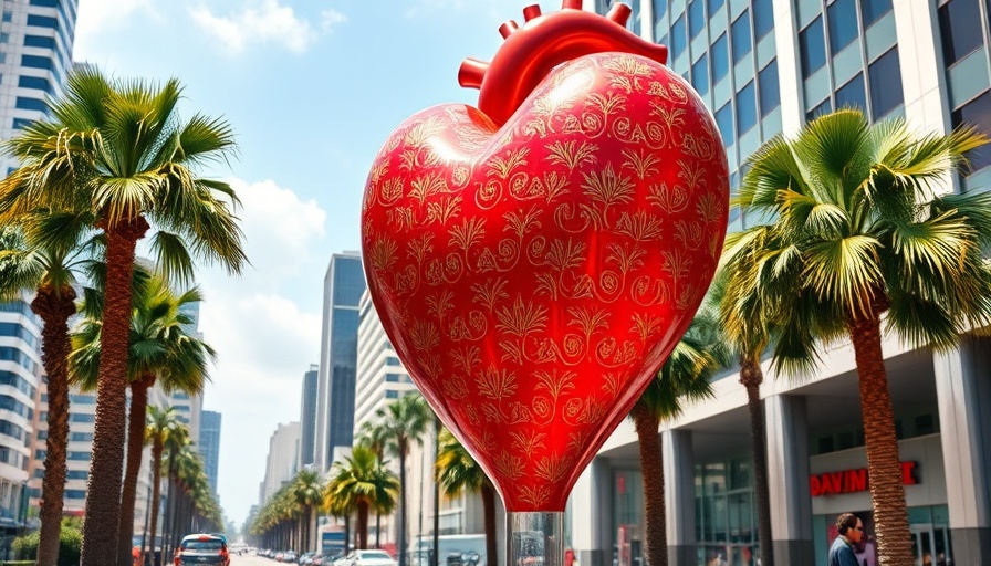 Vibrant heart sculpture design in San Francisco outdoor urban setting